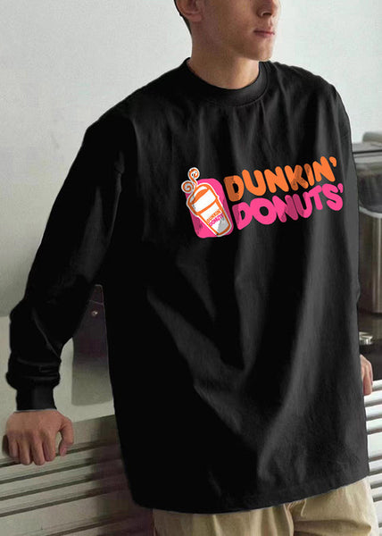 Cotton Neck Men Spring Print O T Black Casual Shirts FashionChic