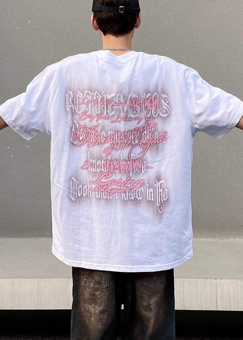 Casual Men Neck Summer Cotton Print Black O Shirt T FashionChic