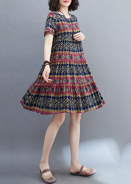 Casual Black O-Neck Ruffled Patchwork Mid Dress Summer VB1016 Ada Fashion