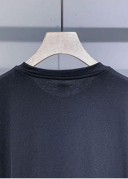 Patchwork T Cotton Black Casual Men Drawstring Oversized Shirt FashionChic
