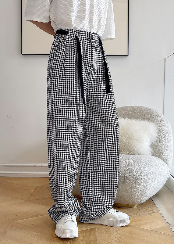 Plaid Cotton Clothing Black Oversized Casual Pants Mens FashionChic