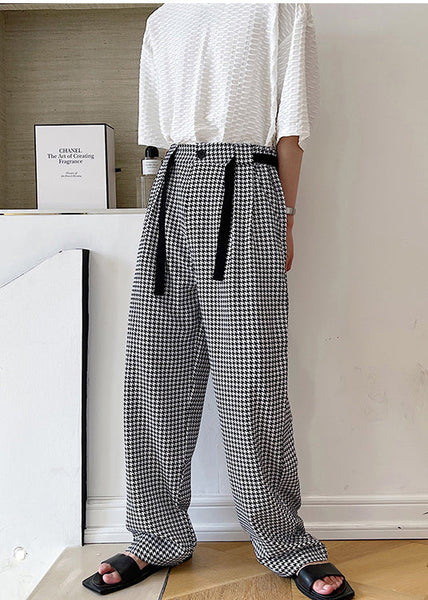 Plaid Cotton Clothing Black Oversized Casual Pants Mens FashionChic