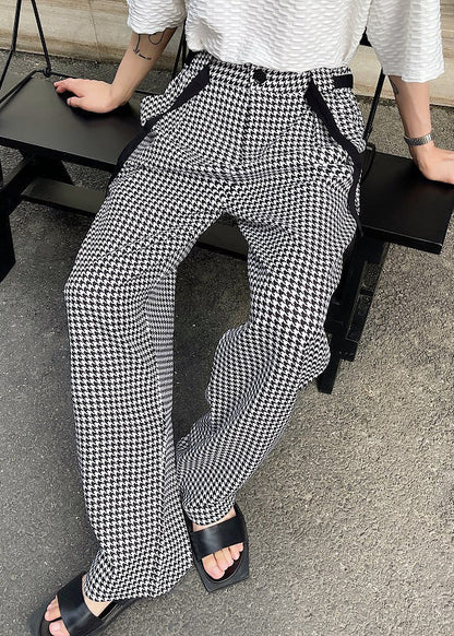 Plaid Cotton Clothing Black Oversized Casual Pants Mens FashionChic