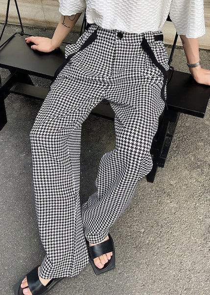 Plaid Cotton Clothing Black Oversized Casual Pants Mens FashionChic