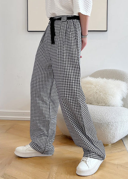 Plaid Cotton Clothing Black Oversized Casual Pants Mens FashionChic