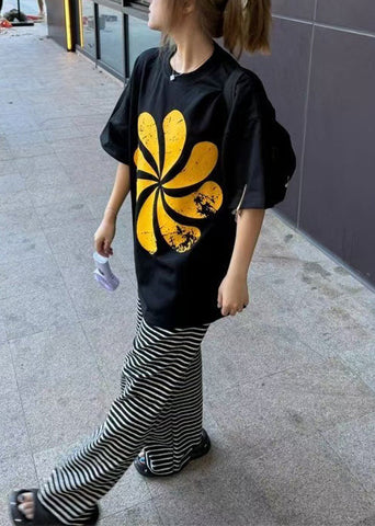 Print Cotton Black Oversized Casual Summer Tanks FashionChic