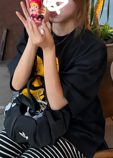 Print Cotton Black Oversized Casual Summer Tanks FashionChic