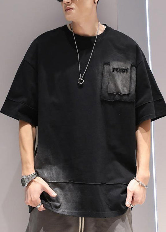 Apparel Casual Men T Cotton Shirts Dye Tie Black Oversized Summer FashionChic