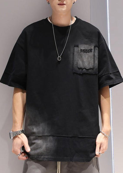 Apparel Casual Men T Cotton Shirts Dye Tie Black Oversized Summer FashionChic