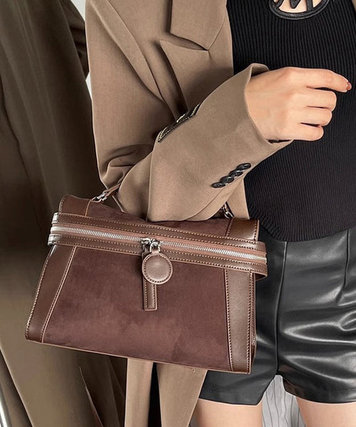 Casual Black Patchwork Faux Leather Messenger Bag UU1066 Bag-BGS240527