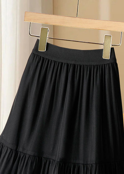 Cake Waist Tulle Skirts Ruffled Elastic Black Casual Long FashionChic