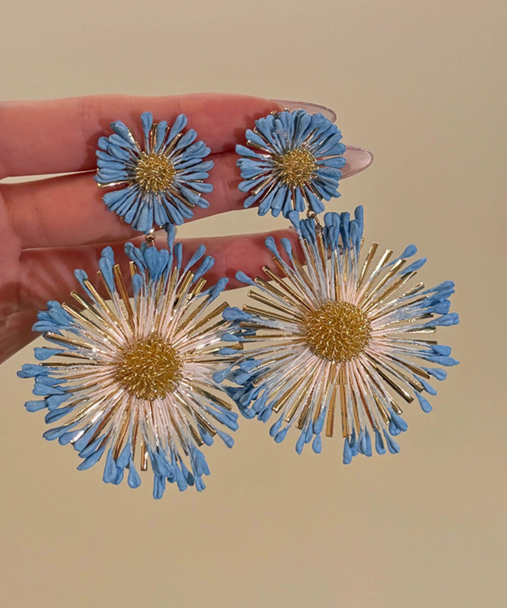 Alloy Sunflower Earrings Blue Drop Casual FashionChic