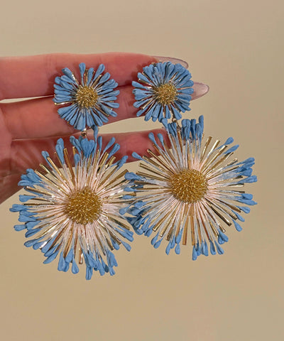 Alloy Sunflower Earrings Blue Drop Casual FashionChic