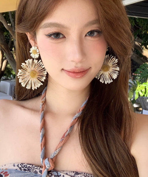 Alloy Sunflower Earrings Blue Drop Casual FashionChic