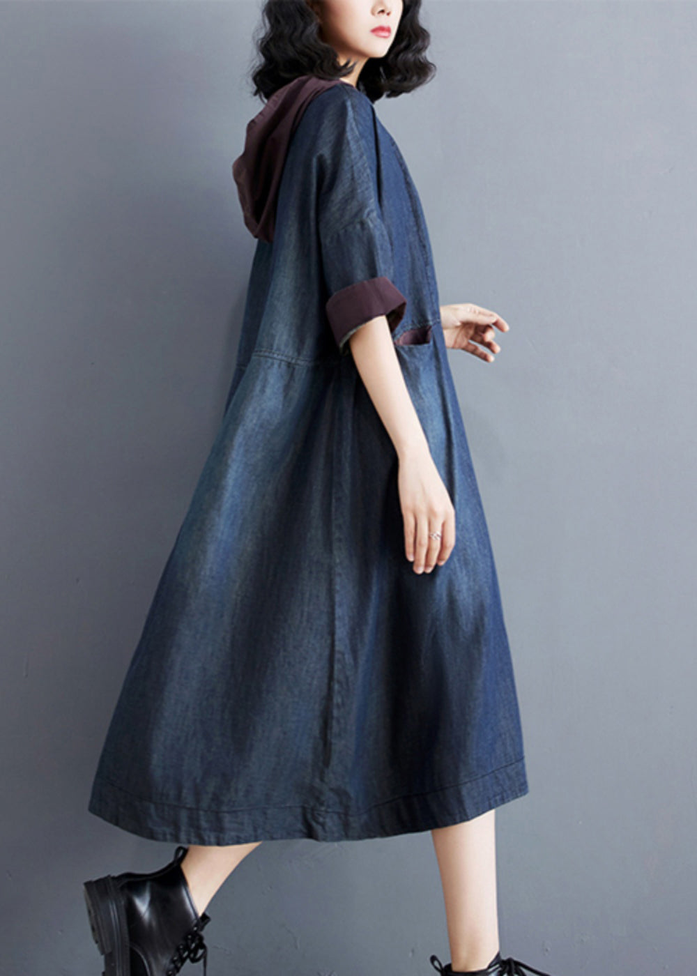 Casual Blue Hooded Patchwork Thin Denim Dress Summer AP078 GK-SDL240718