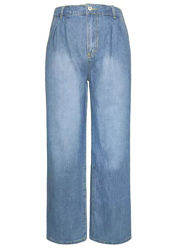 Casual Blue Pockets Denim Wide Leg Pants Spring QQ1065 Ada Fashion