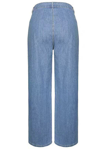 Casual Blue Pockets Denim Wide Leg Pants Spring QQ1065 Ada Fashion
