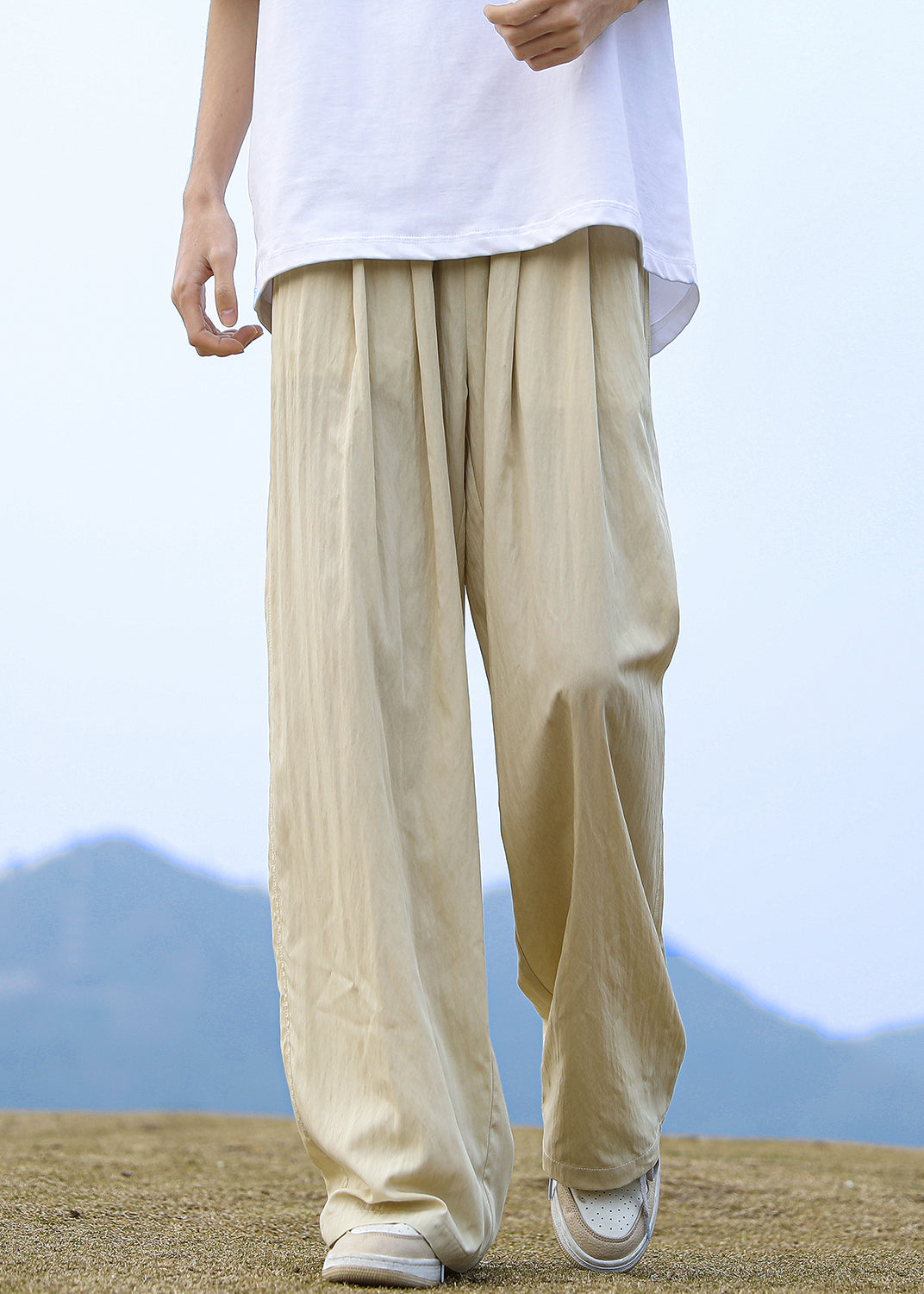 Casual Blue Pockets Ice Silk Mens Straight Pants Summer YT030 Men-Silk-MENP240721