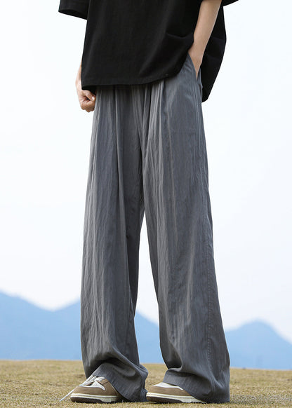 Casual Blue Pockets Ice Silk Mens Straight Pants Summer YT030 Men-Silk-MENP240721