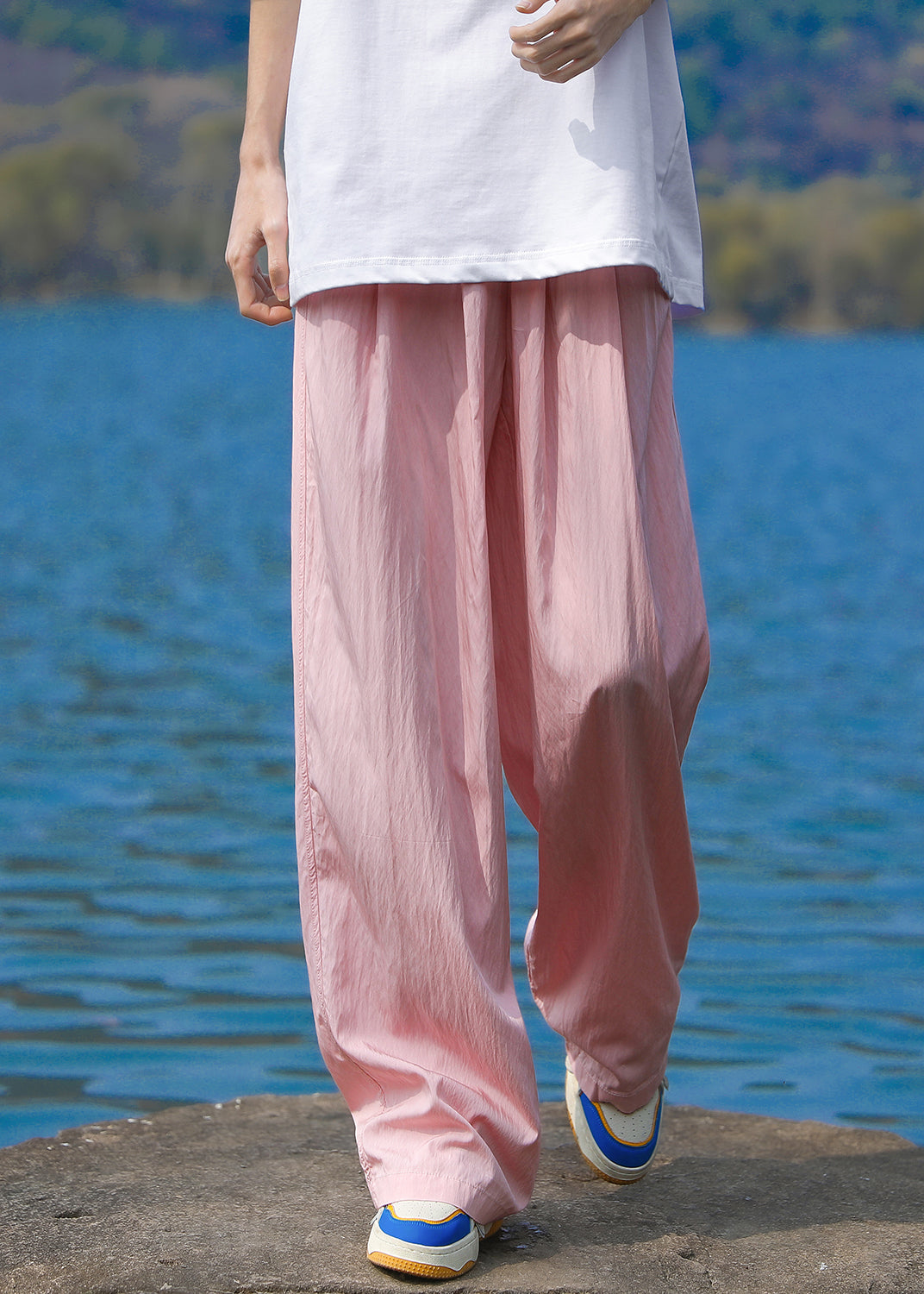 Casual Blue Pockets Ice Silk Mens Straight Pants Summer YT030 Men-Silk-MENP240721