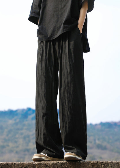 Casual Blue Pockets Ice Silk Mens Straight Pants Summer YT030 Men-Silk-MENP240721