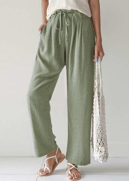 Summer Pants Blue Lace Casual Cotton Pockets Up FashionChic