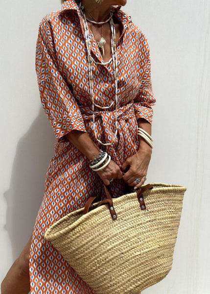 Blue Long Open Striped Side Casual Dress Patchwork Shirts FashionChic