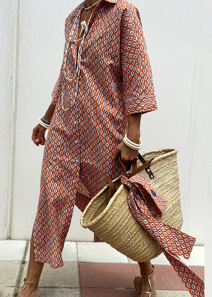 Blue Long Open Striped Side Casual Dress Patchwork Shirts FashionChic