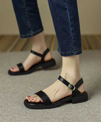 Casual Brown Cowhide Leather Splicing Sandals Peep Toe Buckle Strap YR032 ABC