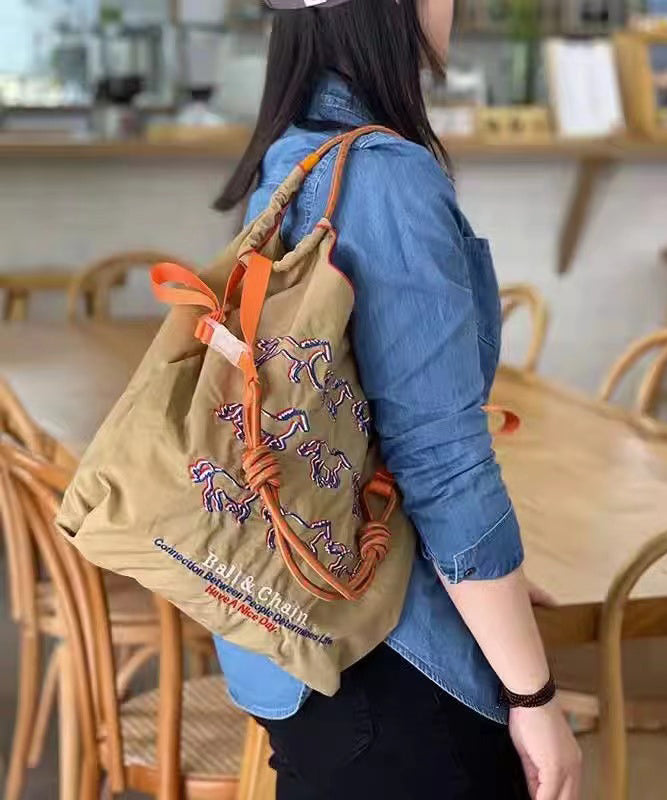 Casual Brown Embroidery Large Capacity Shopping Bag SX1023 Ada Fashion