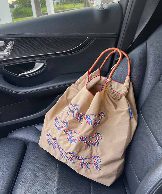 Casual Brown Embroidery Large Capacity Shopping Bag SX1023 Ada Fashion