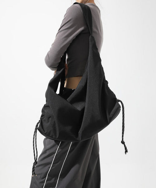 Casual Brown Large Capacity Drawstring Nylon Shoulder Bag MM073 Bag-BGS240620