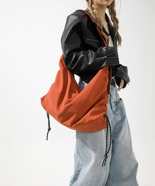 Casual Brown Large Capacity Drawstring Nylon Shoulder Bag MM073 Bag-BGS240620