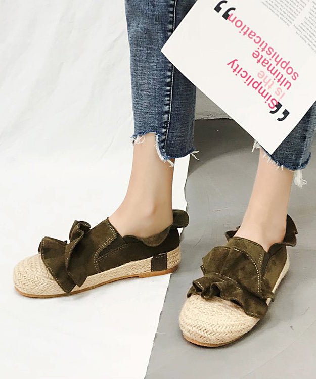 Casual Brown Ruffled Splicing Versatile Flat Feet Shoes AP1038 shoe-PDX240905