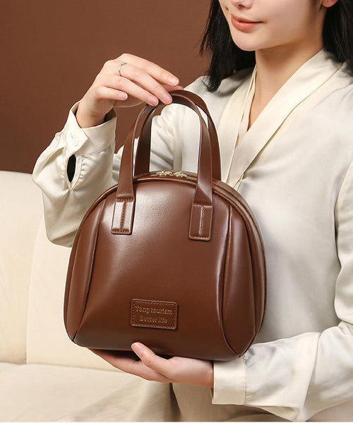 Durable Tote Faux Brown Handbag Solid Casual Leather FashionChic