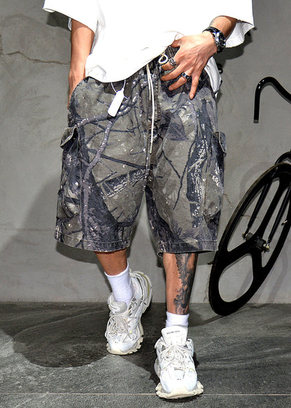 Men Summer Cotton Waist Elastic Casual Pockets Camouflage Shorts FashionChic