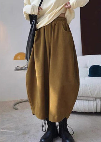 Casual Waist Elastic Pants Caramel Harem Spring Pockets FashionChic