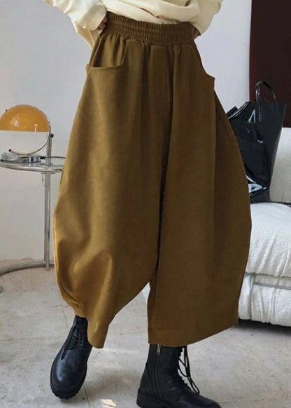 Casual Waist Elastic Pants Caramel Harem Spring Pockets FashionChic