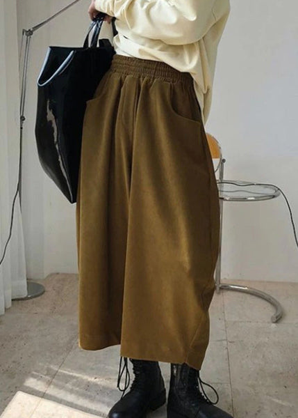 Casual Waist Elastic Pants Caramel Harem Spring Pockets FashionChic