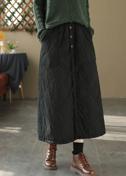 Casual Coffee Pockets Elastic Waist Fine Cotton Filled Skirt Winter RX007 ABC