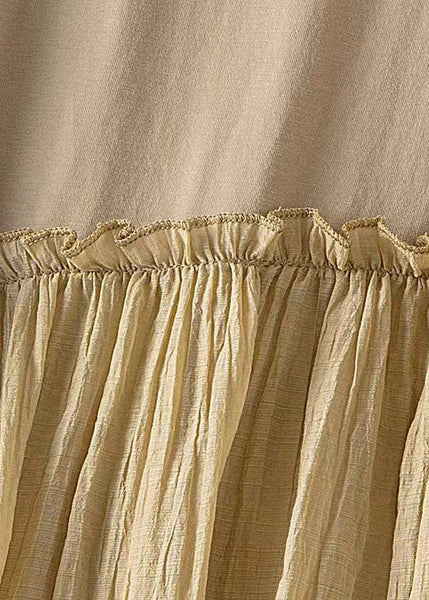 Casual Colorblock O Neck Ruffled Patchwork Cotton Dresses Summer QQ1045 Ada Fashion