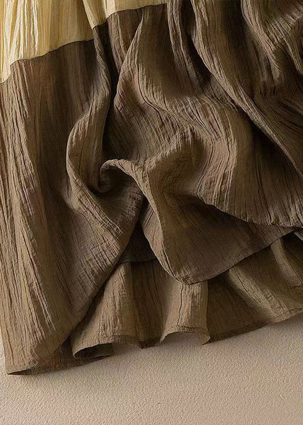 Casual Colorblock O Neck Ruffled Patchwork Cotton Dresses Summer QQ1045 Ada Fashion