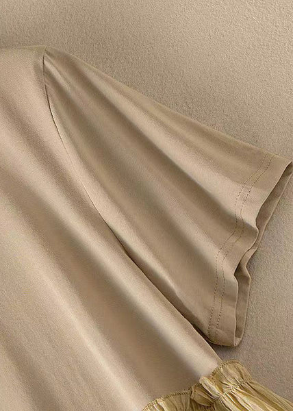 Casual Colorblock O Neck Ruffled Patchwork Cotton Dresses Summer QQ1045 Ada Fashion