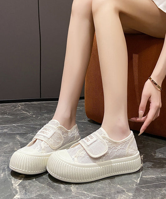 Splicing Flats Casual Mesh Comfy Beige Breathable FashionChic