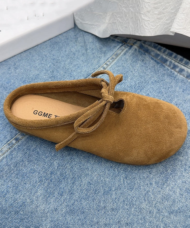 Casual Comfy Green Suede Splicing Slippers Lace Up OM005 ABC