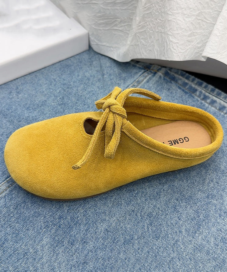 Casual Comfy Green Suede Splicing Slippers Lace Up OM005 ABC