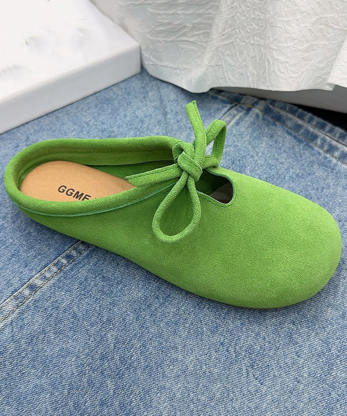 Casual Comfy Green Suede Splicing Slippers Lace Up OM005 ABC