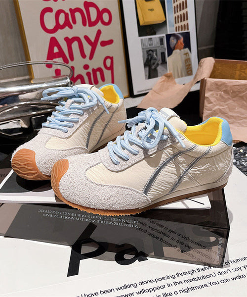 Casual Comfy Lace Up Splicing Sport Shoes For Women Blue Suede YC016 ABC