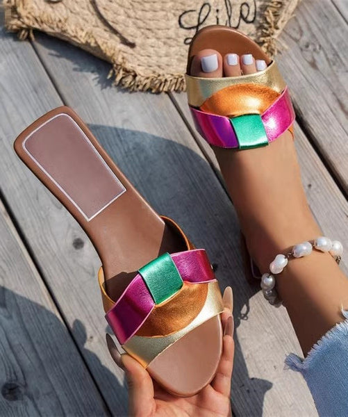 Toe Multicolor Casual Peep Comfy Slippers Beach FashionChic