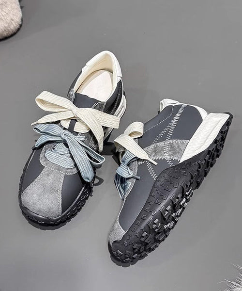 Casual Up Comfy Platform Shoes Navy Splicing Lace FashionChic